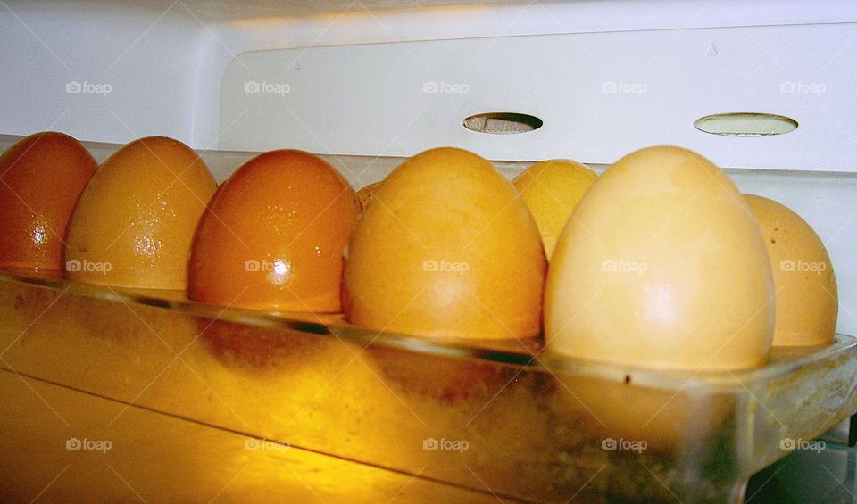 Chicken eggs in refrigerator