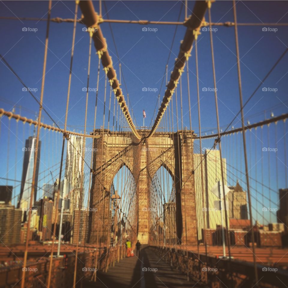 Brooklyn Bridge in the morning. Taken on morning commute on Brooklyn Bridge