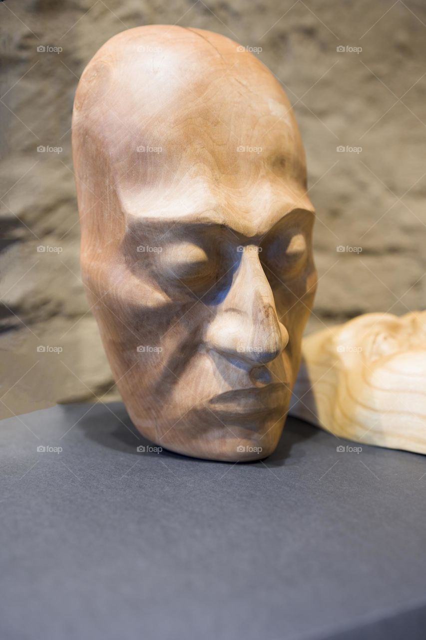 Wooden mask close up view