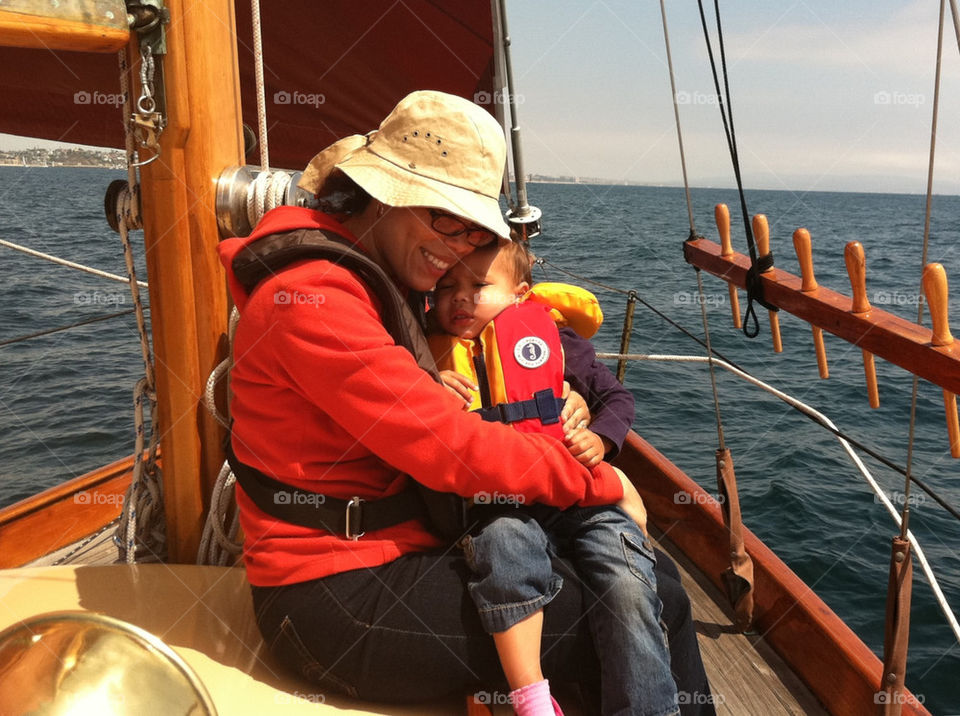 mother and child sailing:) by bluehair. Mothers comfort on the boat to Catalina 