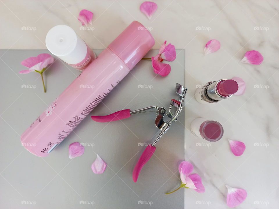 pink cosmetics.