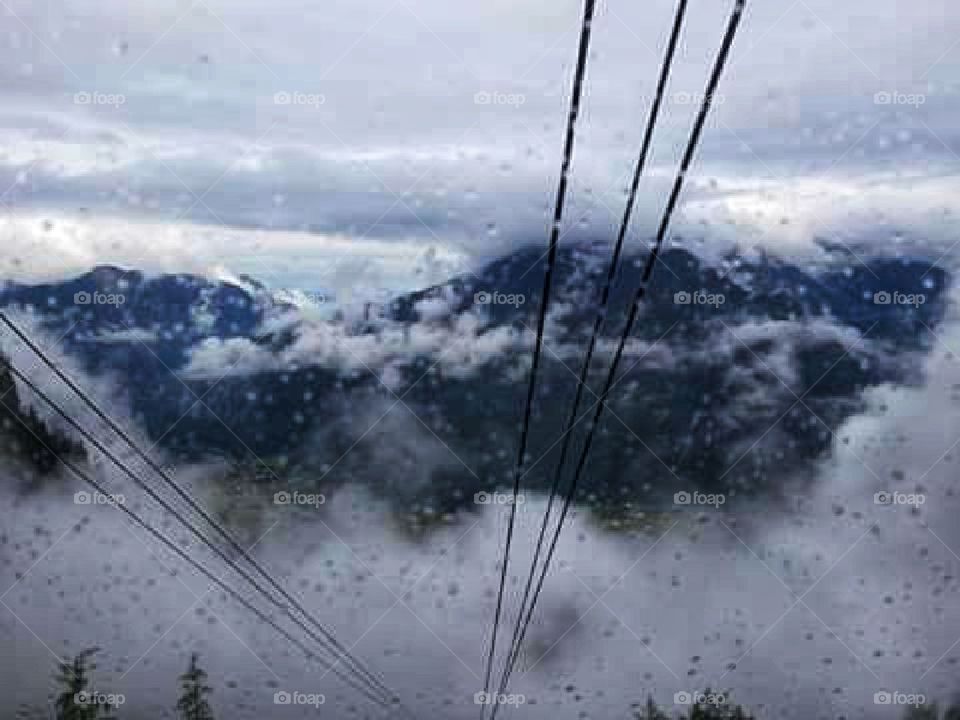 Rainy view from cable car