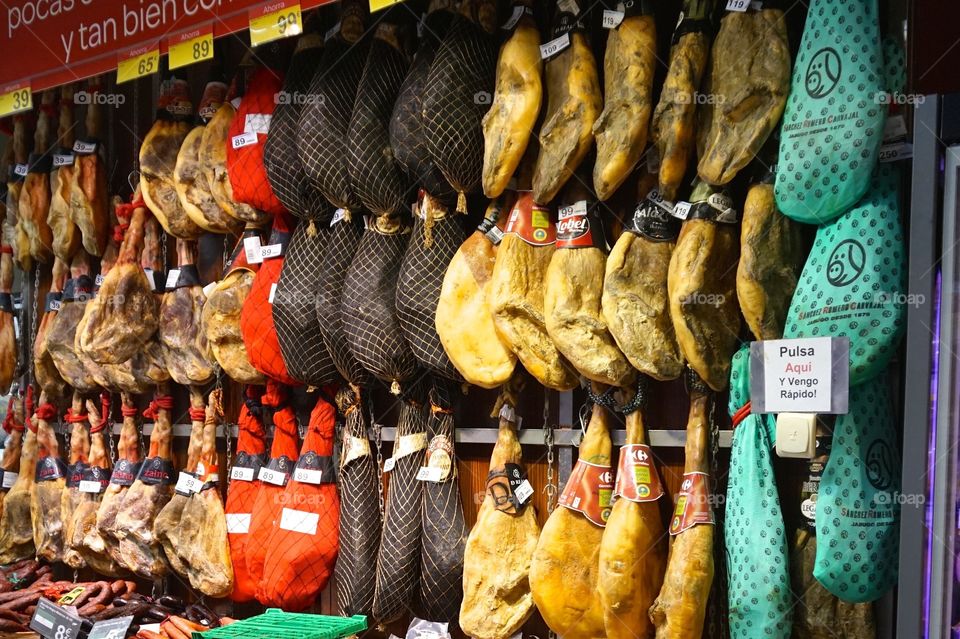 Delicious Jamón for sale, Madrid, Spain 