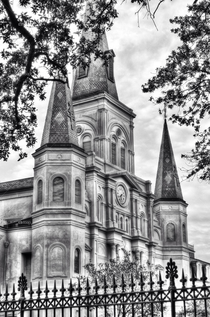jackson square st. louis cathedral new orleans black an white by toxiccheese