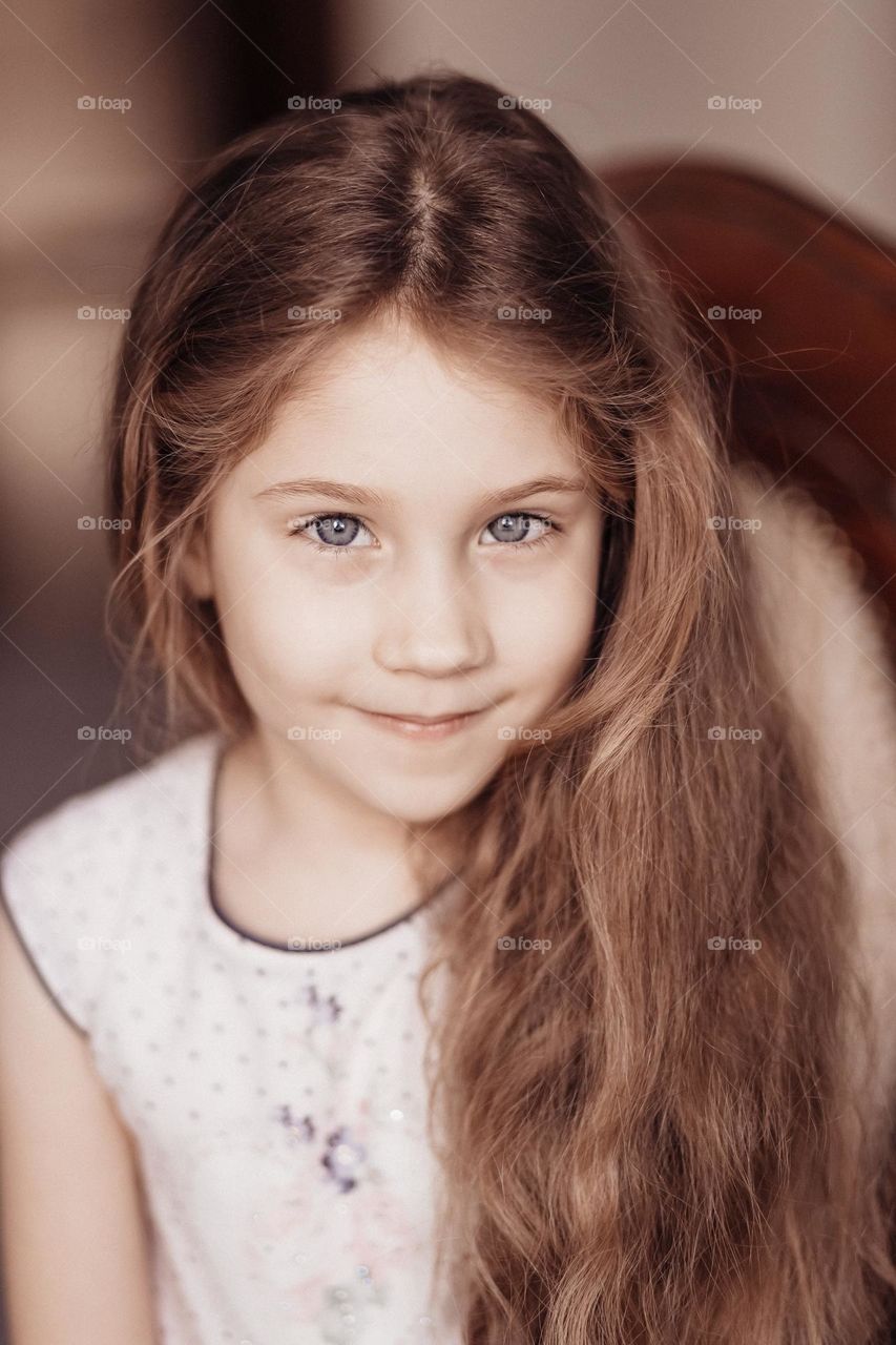 little girl with beautiful hairs