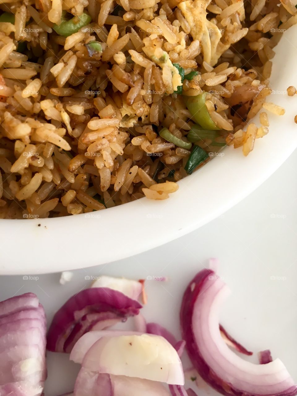 Fried rice and onions