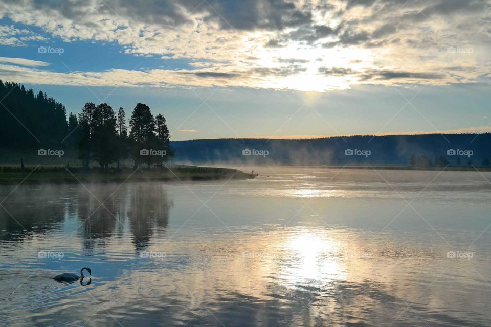 Water, Dawn, Sunset, No Person, Lake