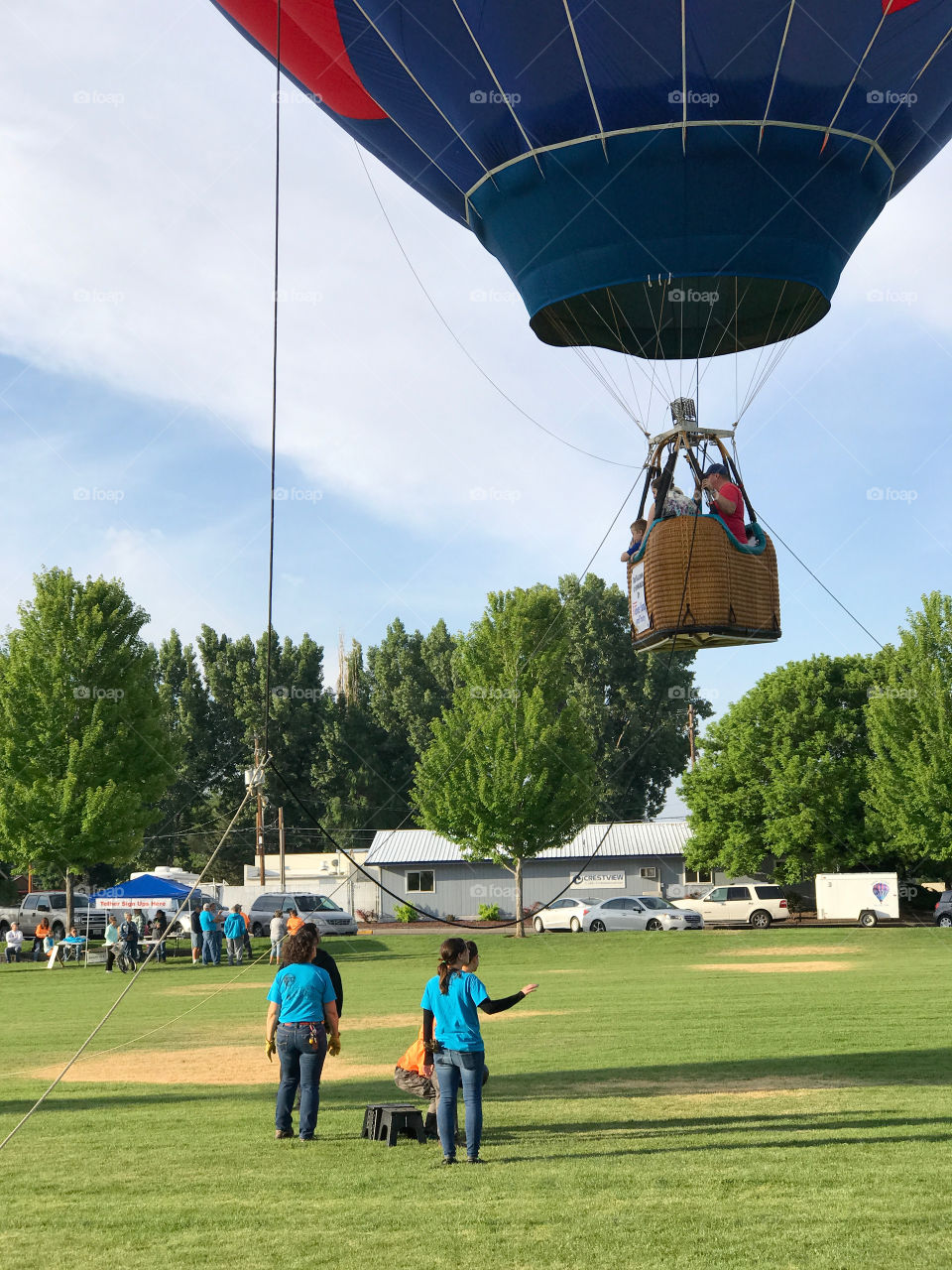 Colorful hot-air-balloons at a summer festival in Prineville in Central Oregon on a summer morning 