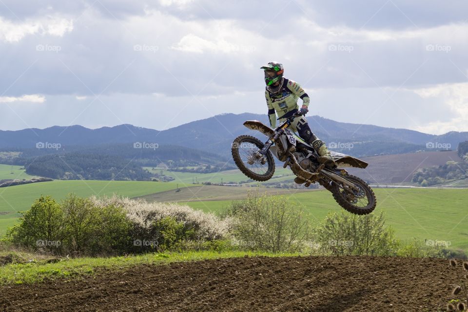 Motorcyclist in the air