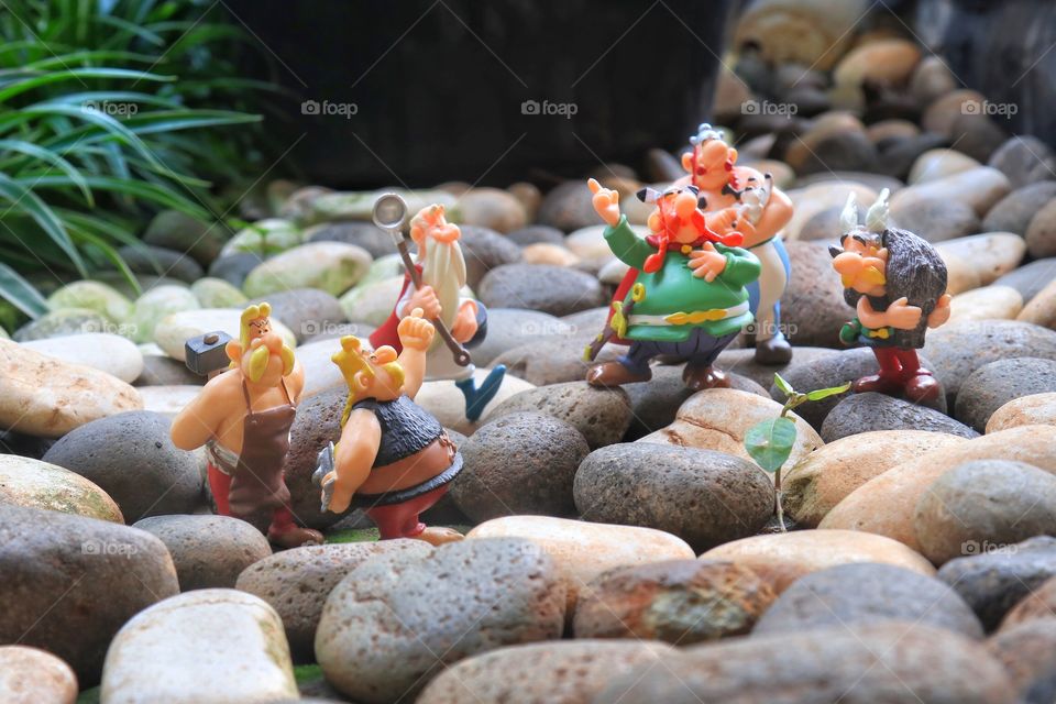 Toy figurines of Asterix and friends