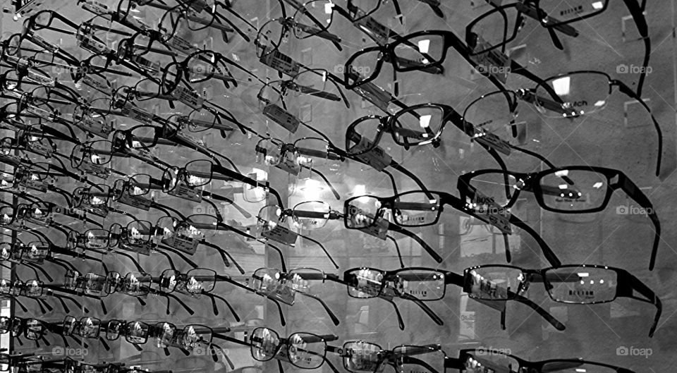 B&W Wall of Glasses