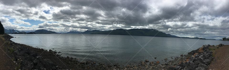 A panoramic view of Icy Straight Point, AK