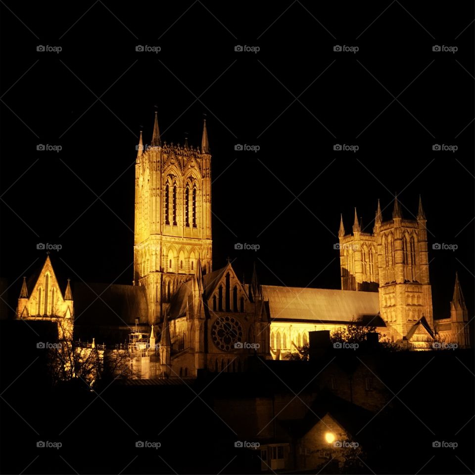 Lincoln cathedral at night