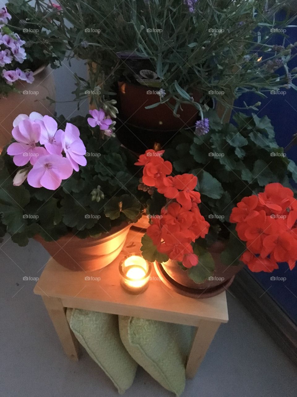 Flowerpots with small candle