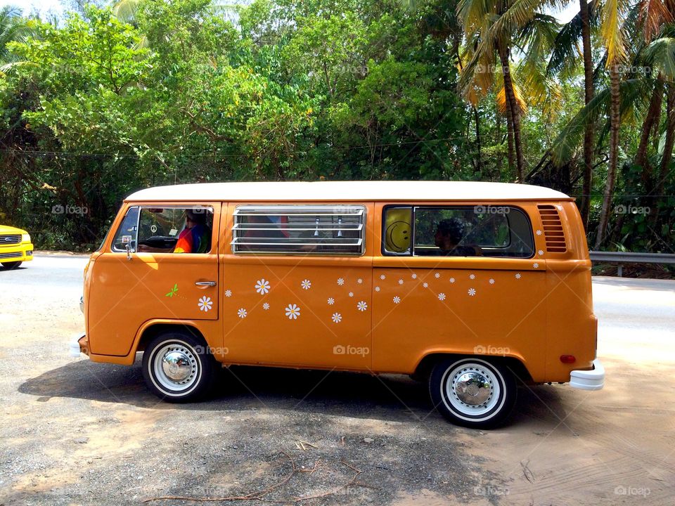 Tropical Flower Power. I spotted a cute Volkswagen at a food kiosk by the beach!