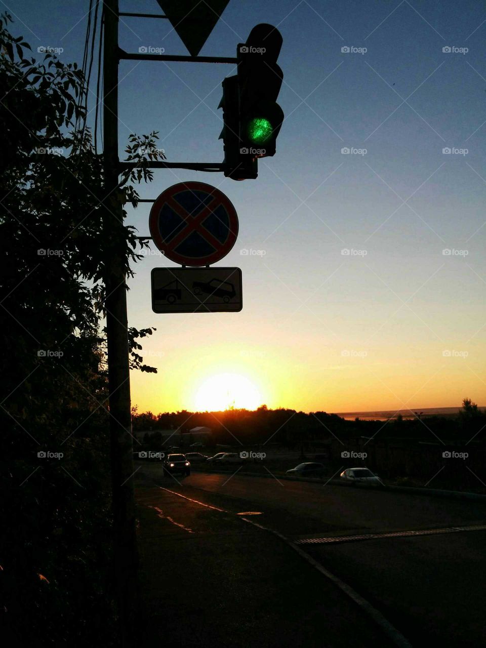 No Person, Sunset, Light, Street, Road