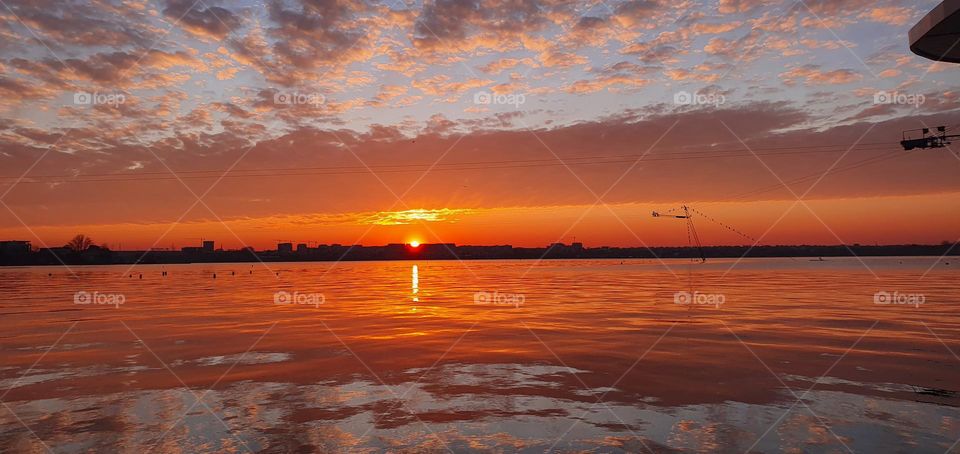 Sunset reflecting on the lake