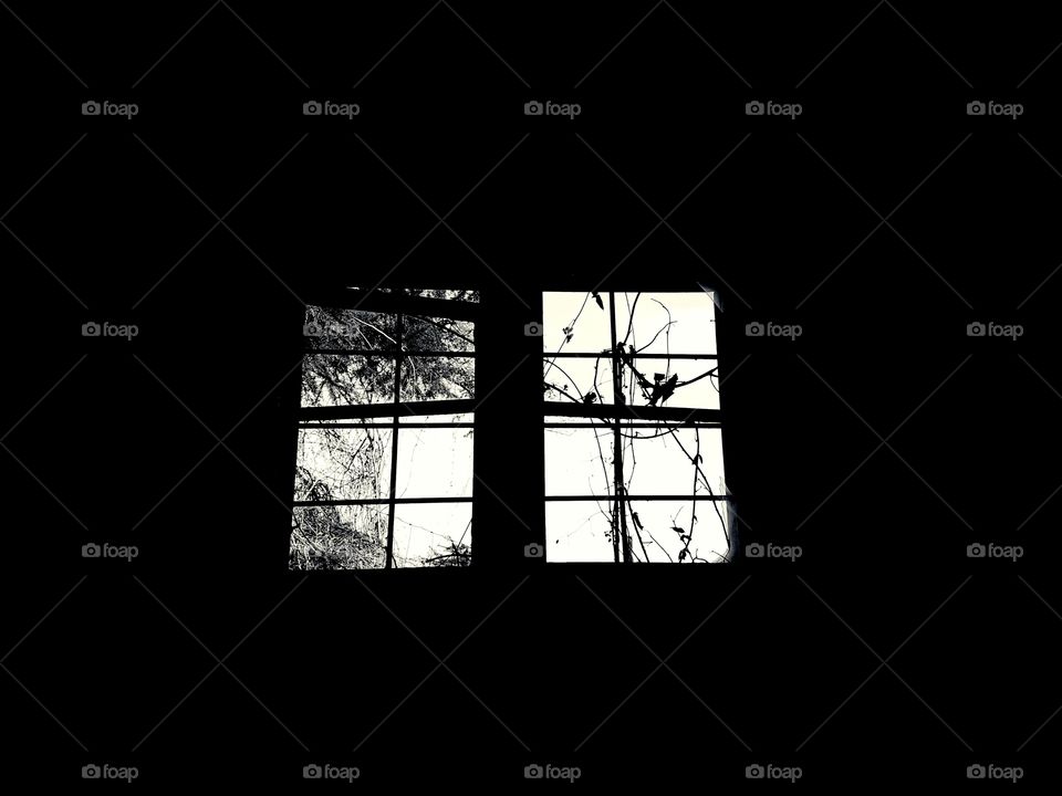Window in B&W in abandoned house