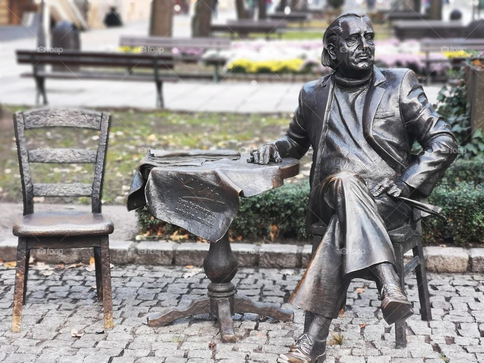 Statue of the Polish artist. Zielona Góra. Poland