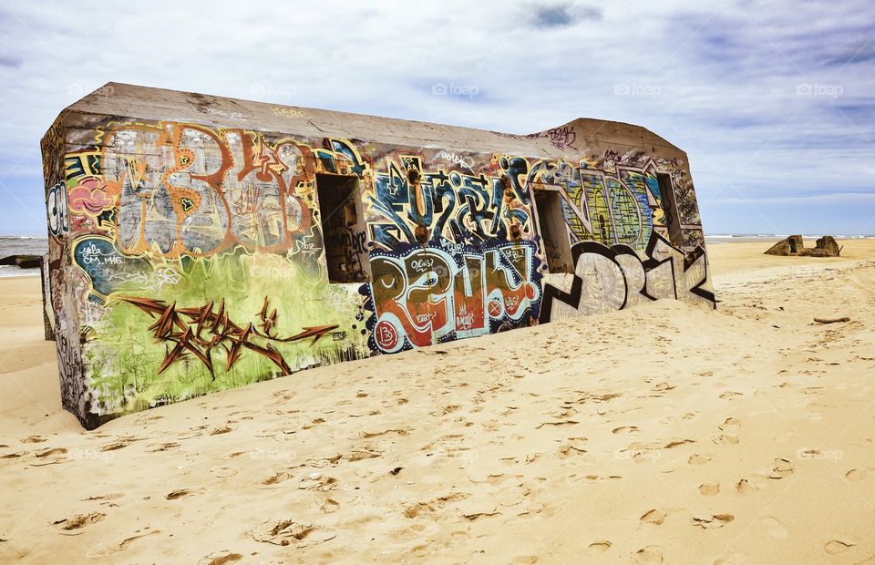 Graffiti, bunker at the beach