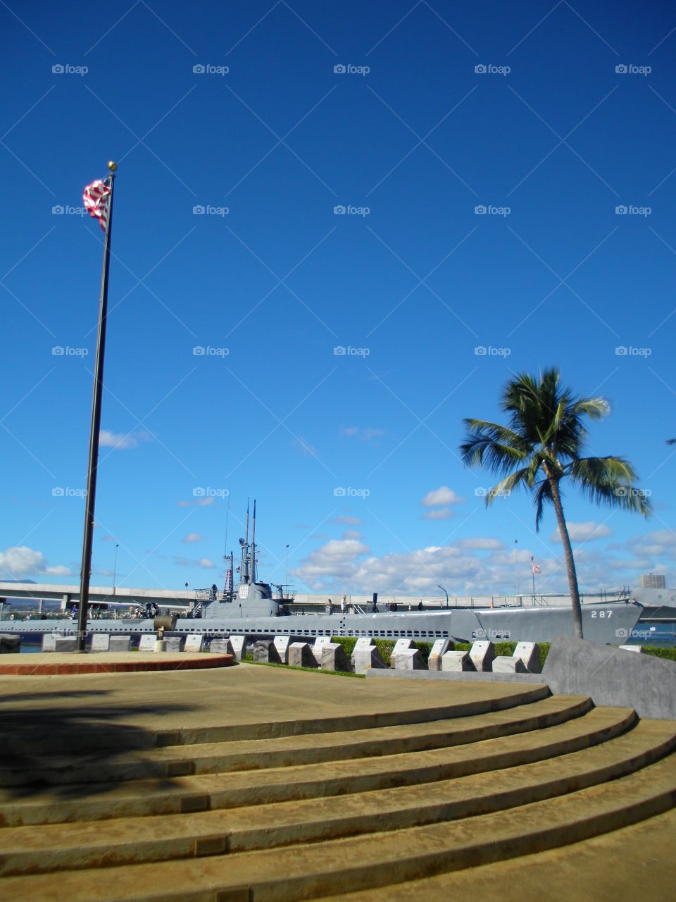 U.S. Flag and U.S.S. Bowfin