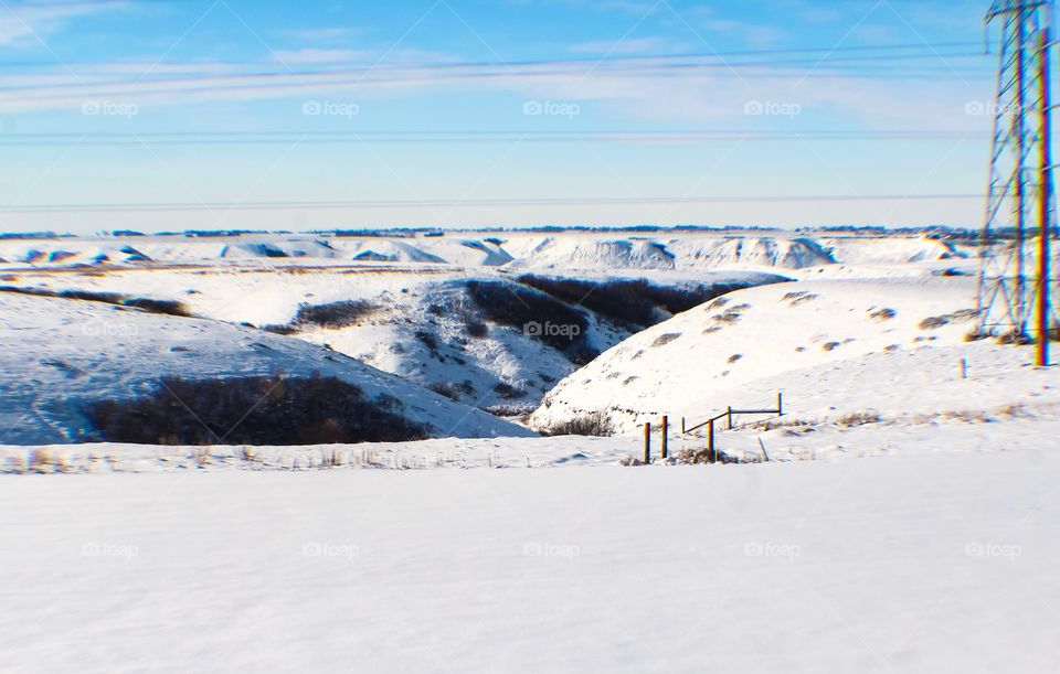 Snow covered coulees