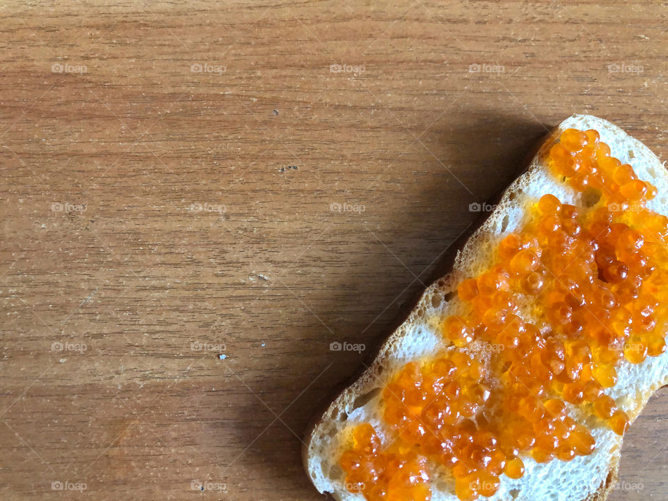 sandwich with red caviar