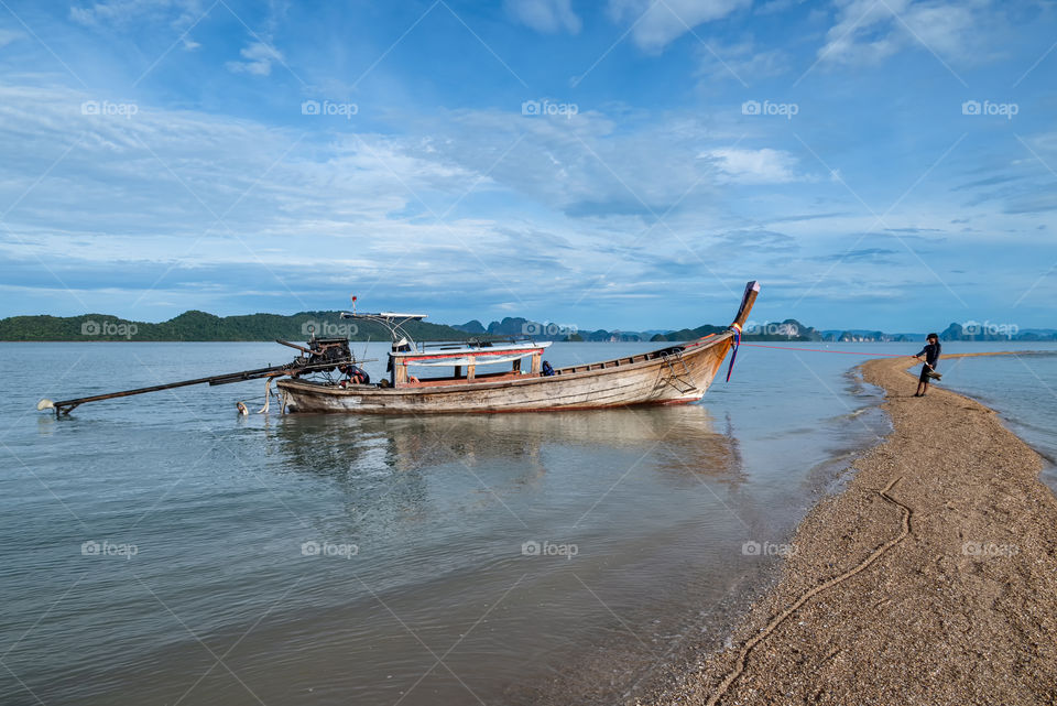 Beautiful unseen scene of long pier in sea at Thailand