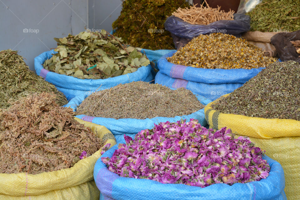 herbs and spices on the market