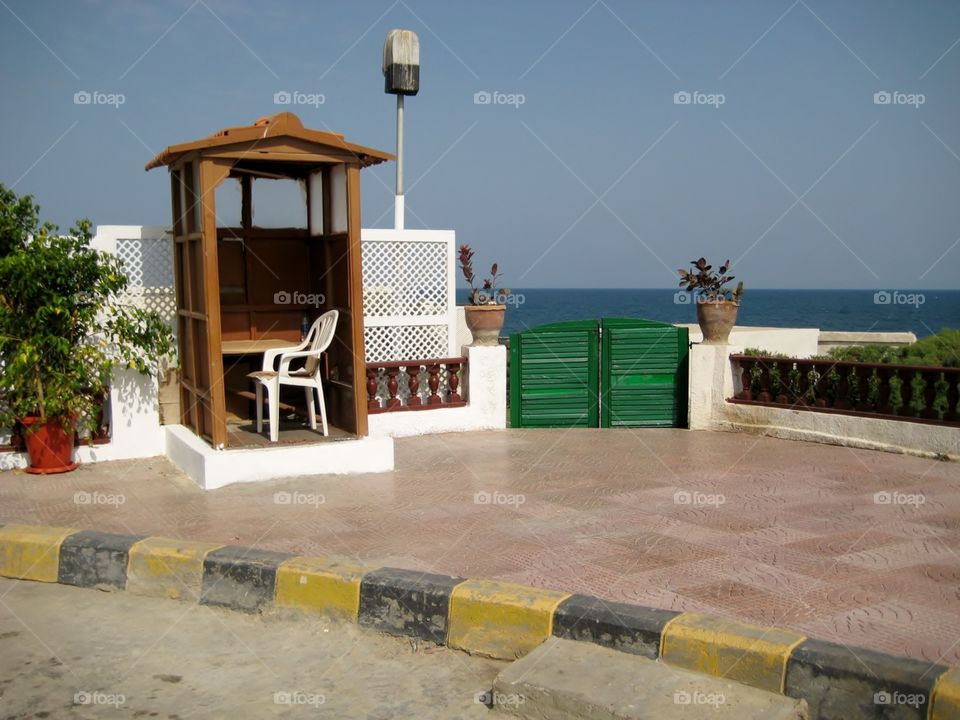 Alexandria Egypt. Guard Shack on the Beach