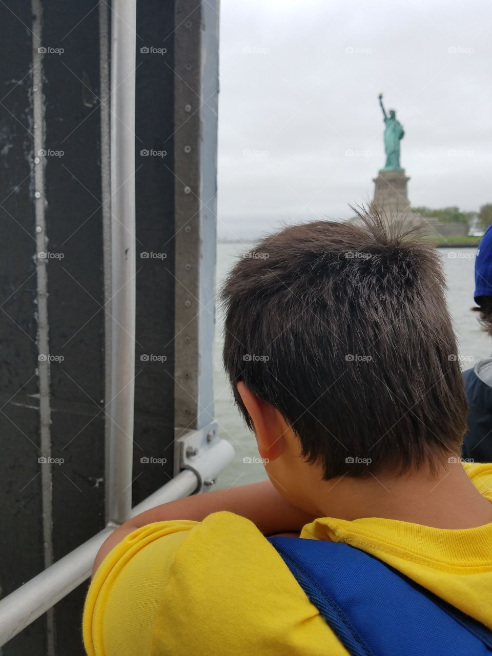 gazing at the statue of liberty