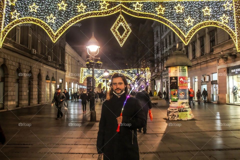 Portrait at the street during a New Year celebration