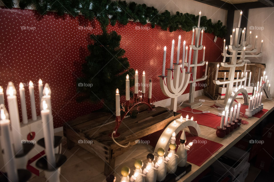 Christmas decoration lights in a store in Sweden.