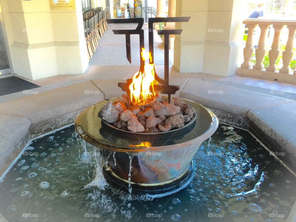 Water fountain with fire