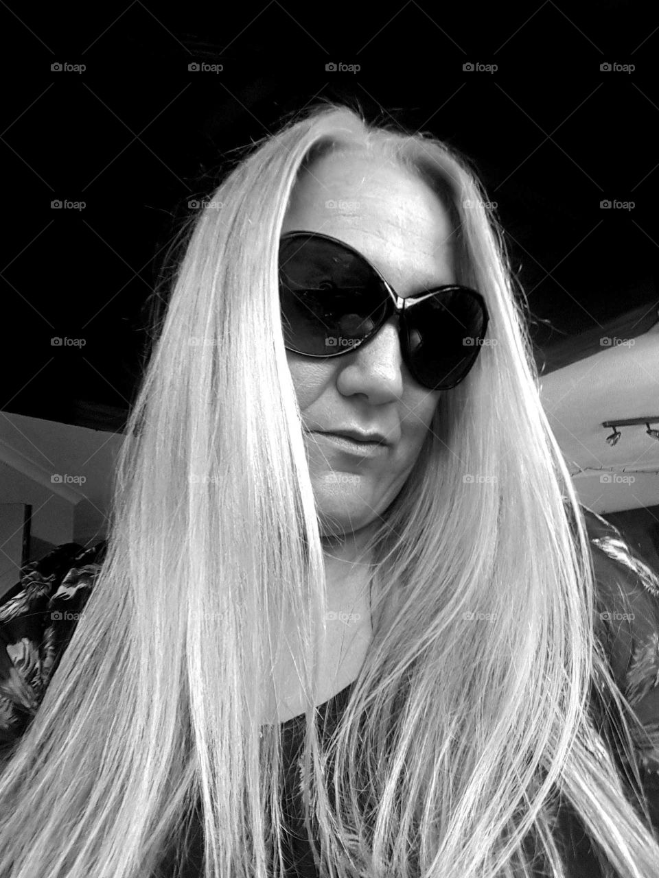 A black and white pick of my hair. I just had it colored and straightened by my daughter inlaw for a new look.