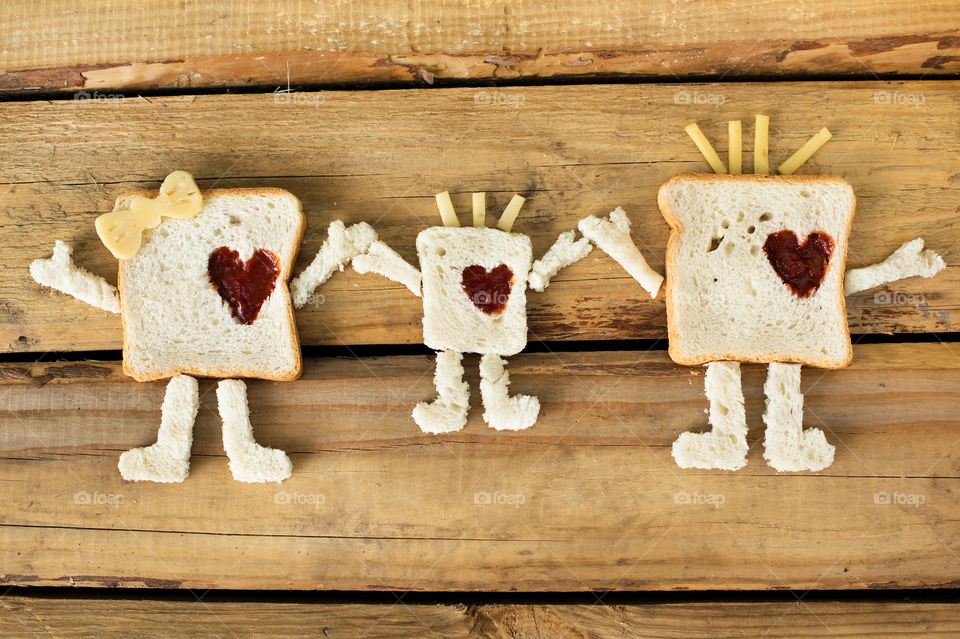 High angle view of bread creativity