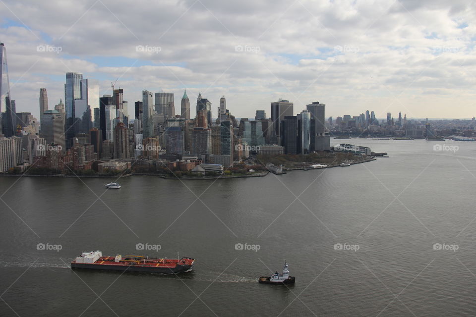 Aerial view of downtown New York City