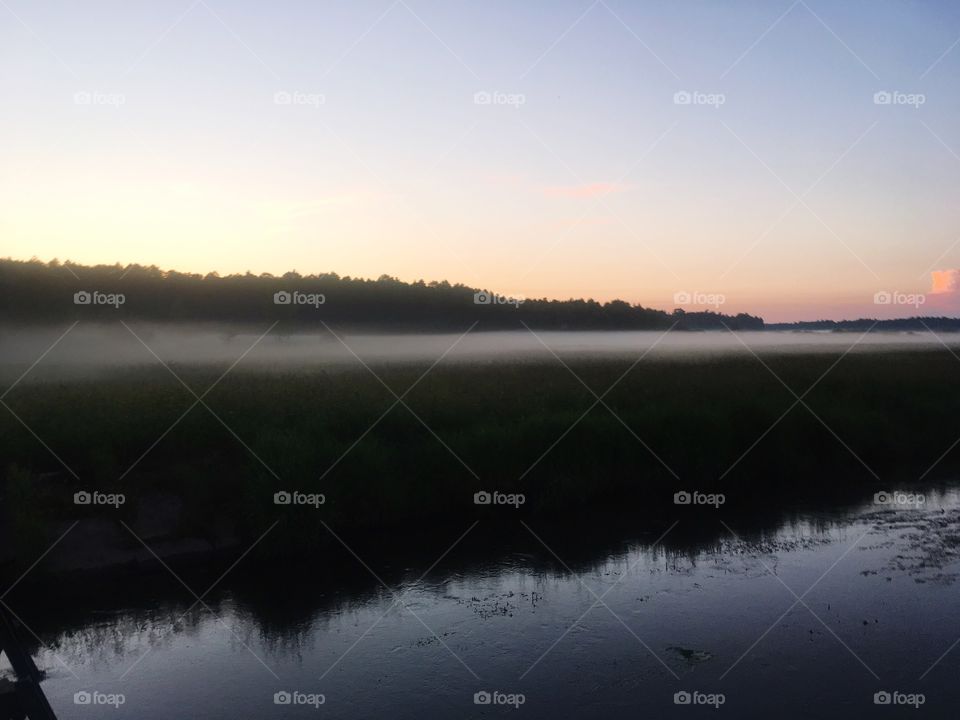 Foggy sunset in Dworzysk (Podlasie)