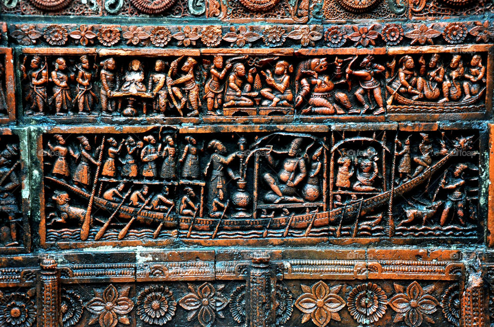 Old mud work from Bangladeshi traditional temple.