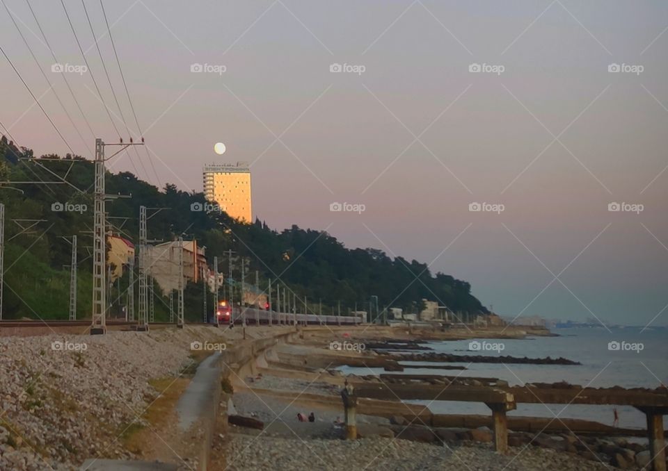 Moon under the seaty