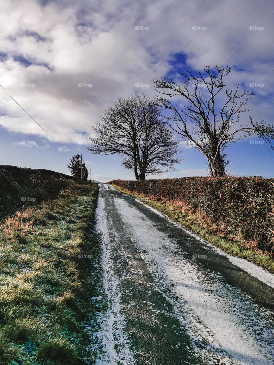 Winter road uphill, Wales