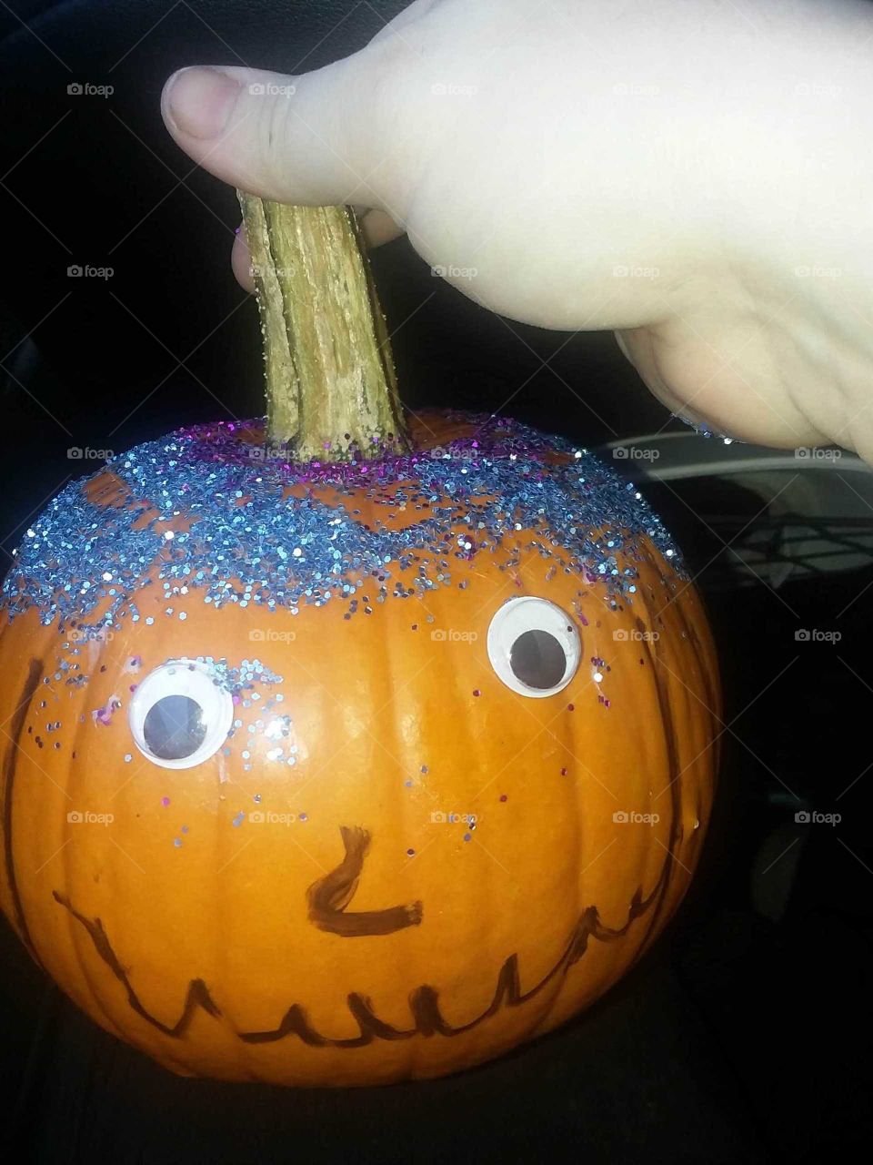 pumpkin decorated by toddler