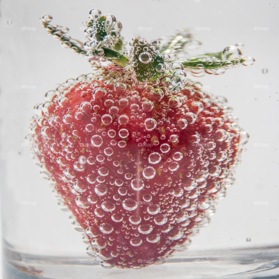 Close-up of strawberry in water