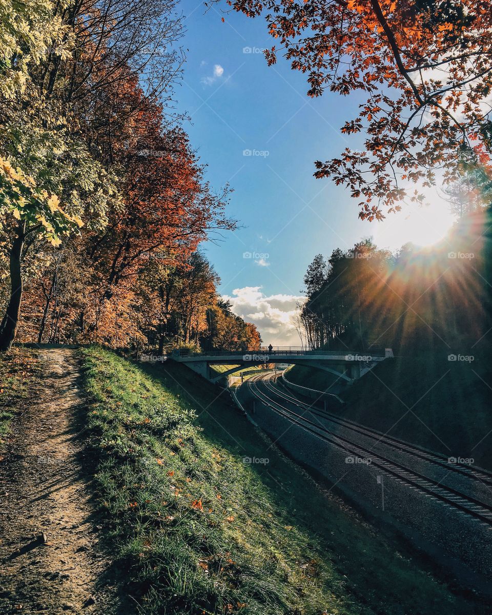 Railway track below the bridge in Gdansk