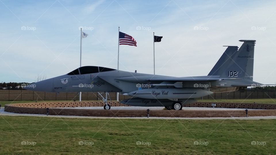 F-15 at the gate of Otis ANGB 102nd IW