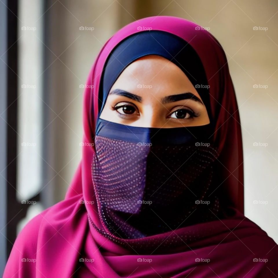 Beautiful Muslim Girl in pink burka