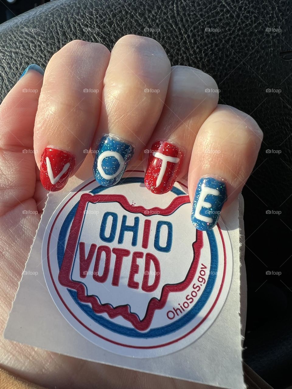 Patriotic gel nail design for Election Day 