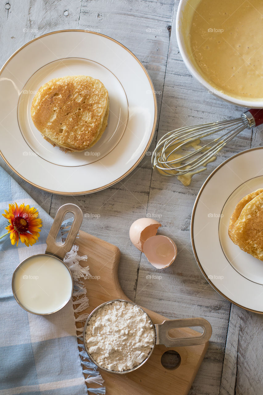 Breakfast Pancakes Food Flat Lay