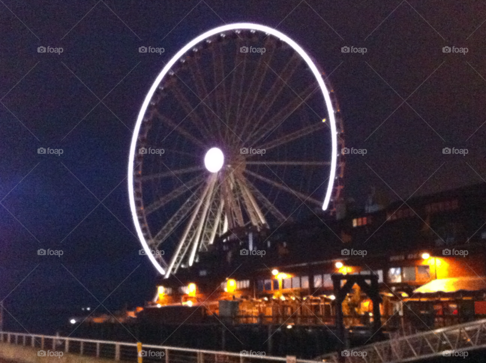 seattle lights waterfront seattle ferris wheel by sara