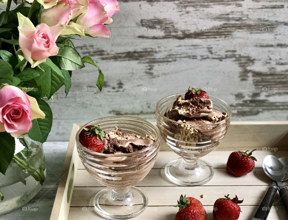 Close-up of chocolate ice cream